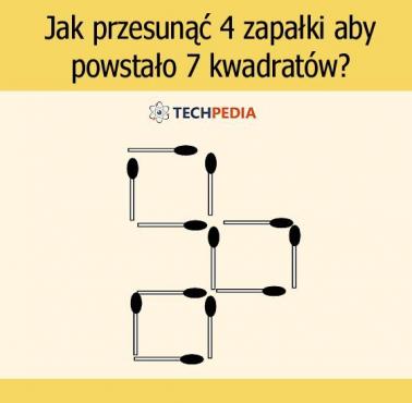 Jak przesunąć 4 zapałki aby powstało 7 kwadratów?