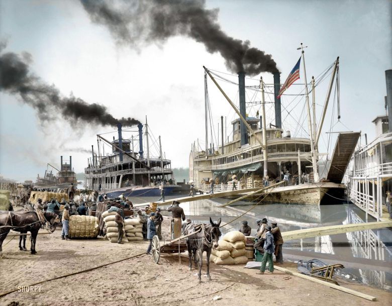 Transport wodny na rzece Mississippi, Vicksburg, 1906