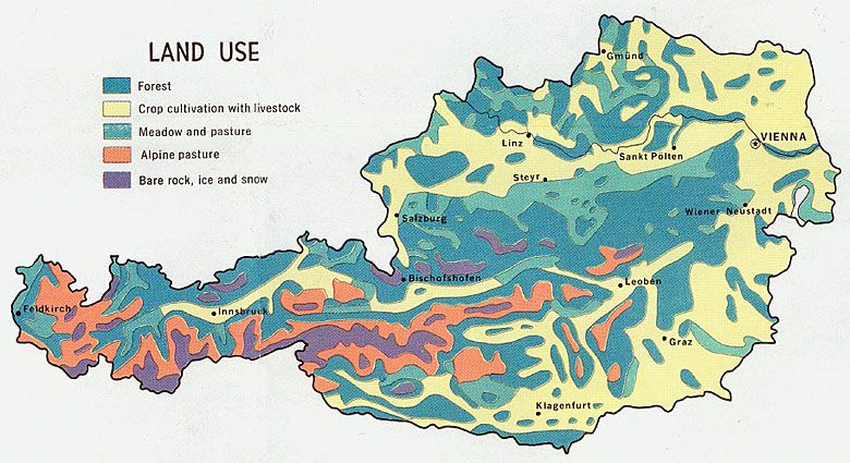 Użytkowanie terenu w Austrii w 1969 roku