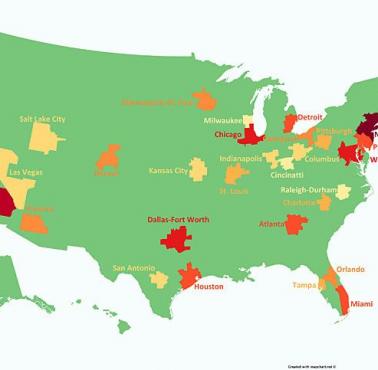 Najbardziej zurbanizowane obszary w USA