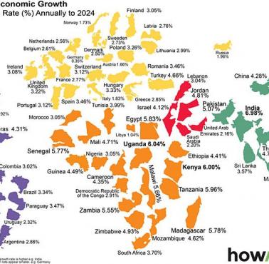 Mapa świata wzrostu gospodarczego