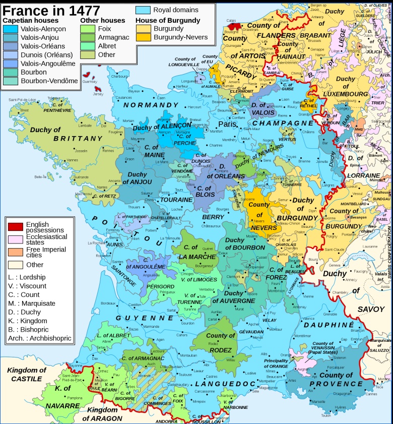 Mapa Francji w 1477 roku