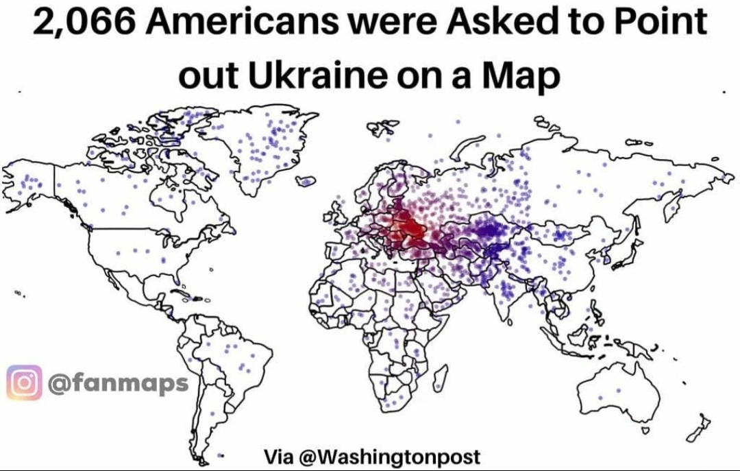 Ponad 2 tys. losowo wybranych Amerykanów miało wskazać Ukrainę na mapie