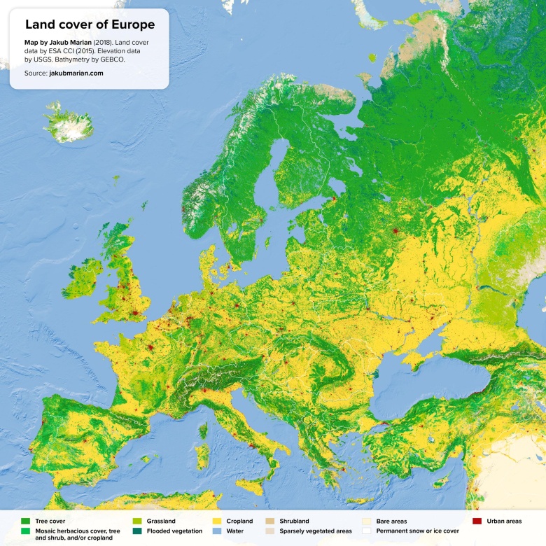 Pokrycie terenu Europy