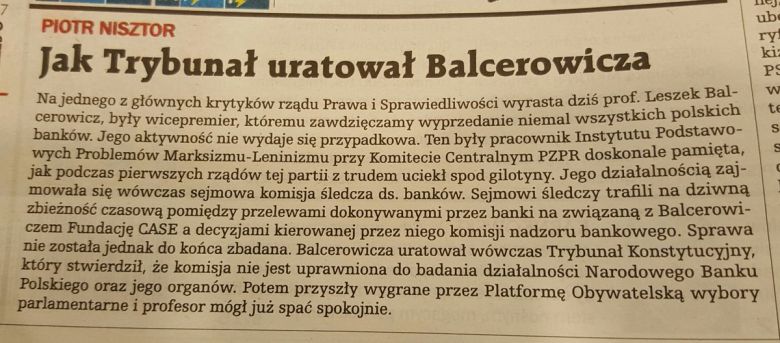 Prof.Leszek Balcerowicz i Fundacja CASE