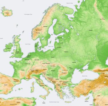 Topograficzna mapa Europy