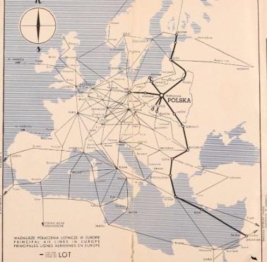 Siatka połączeń PLL LOT w 1939 roku, w 1940 planowano linię do Nowego Jorku i Chicago