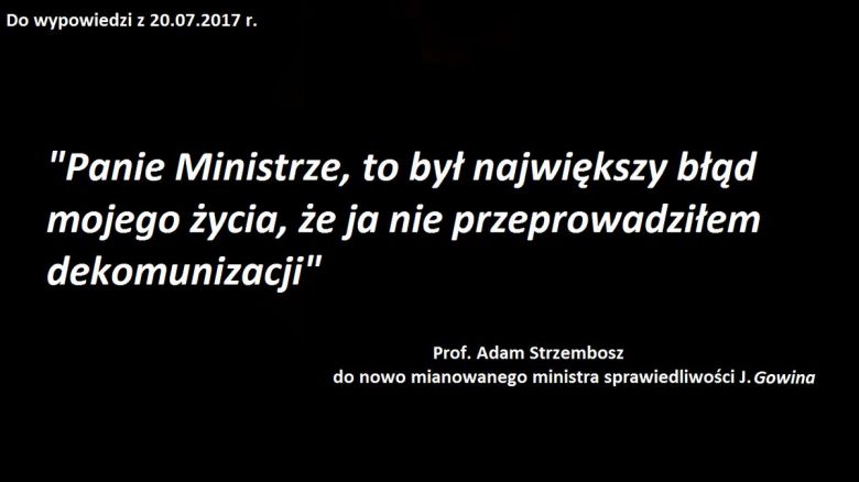 Prof. Adam Strzembosz o dekomunizacji w wymiarze sprawiedliwości