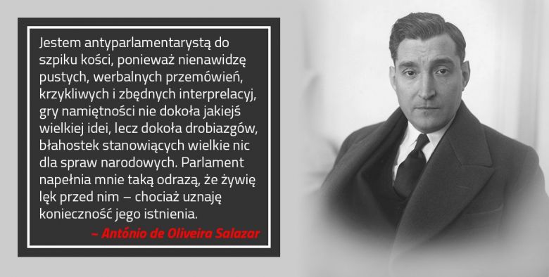 António de Oliveira Salazar - portugalski polityk, profesor ekonomii o parlamencie