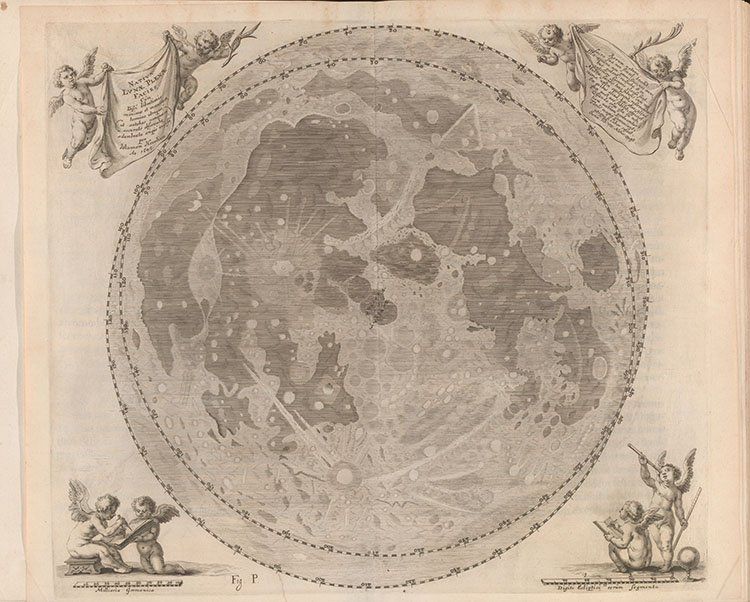 Mapa Księżyca wykonana przez polskiego astronoma Jana Heweliusza w 1647 roku