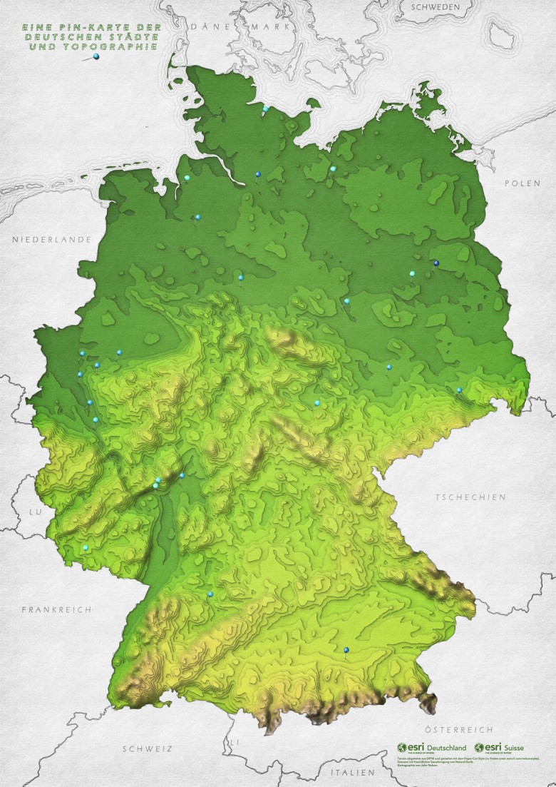 Reliefowa mapa Niemiec