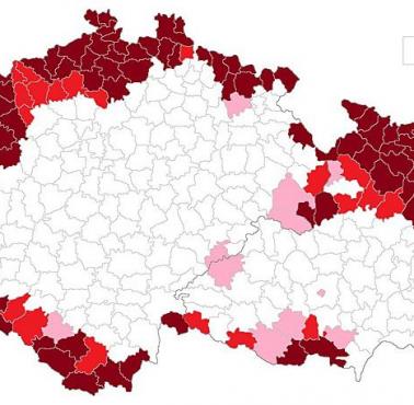 Odsetek ludności niemieckiej w okręgach sądowych w Sudetenlandzie, Czechosłowacja według spisu ludności z 1930 roku