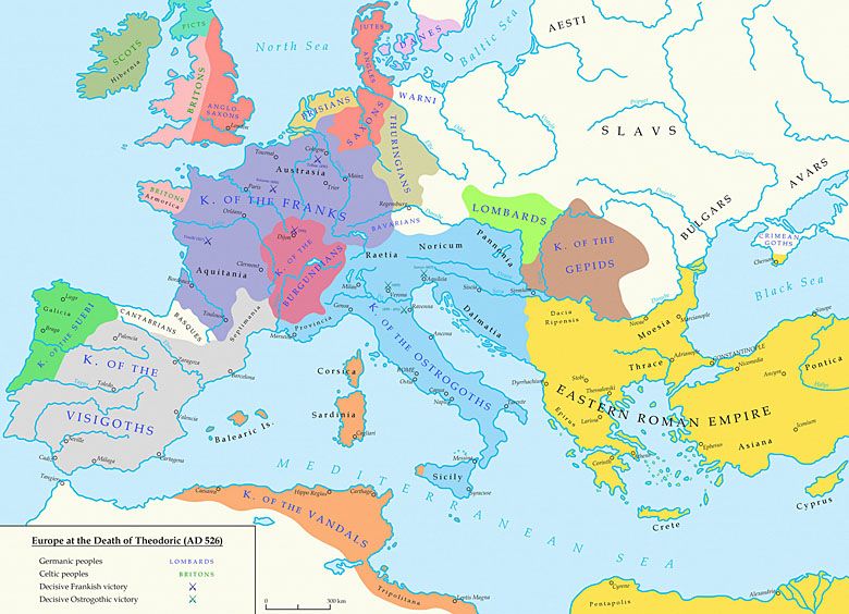 Europa po śmierci Teodoryka (rok 526)