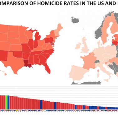 Statystyki morderstw w poszczególnych stanach USA, Europie i Brazylii na 100 tys. mieszkańców