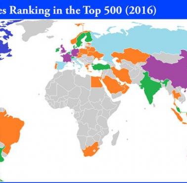 TOP500 najlepszych uczelni na świecie, dane 2016