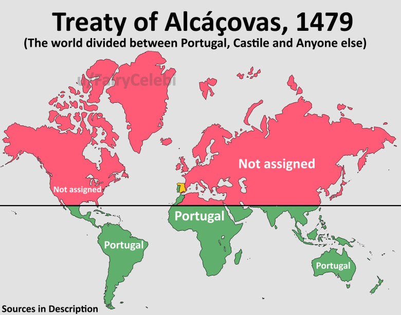 Traktat z Alcáçovas – traktat kończący wojnę o sukcesję kastylijską, podział świata po wyprawie Kolumba, 1479