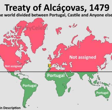 Traktat z Alcáçovas – traktat kończący wojnę o sukcesję kastylijską, podział świata po wyprawie Kolumba, 1479