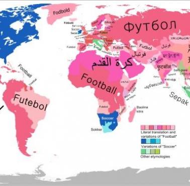 Popularność słowa "football" i "soccer" na świecie