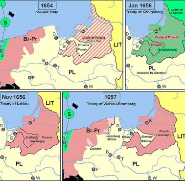 Zmiany terytorialne Prus kosztem I RP w latach 1654-57
