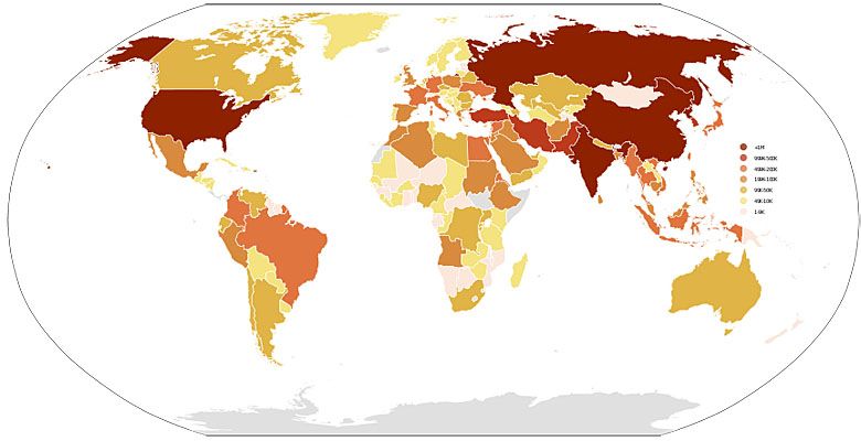 Kraje według liczby aktywnych żołnierzy