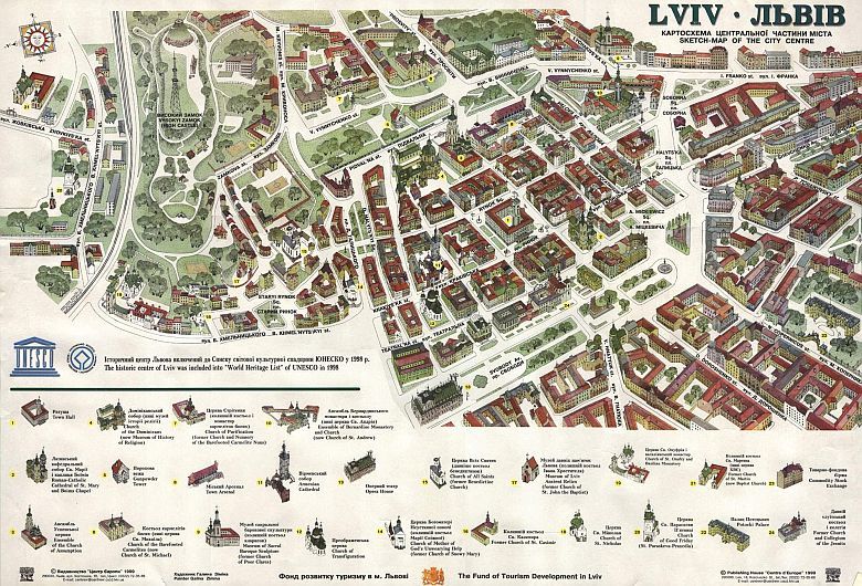 Mapa najstarszej części Lwowa