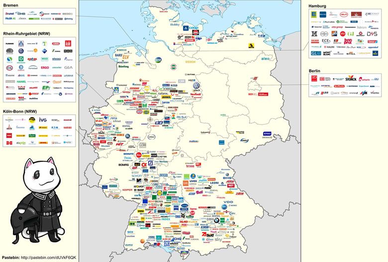 Ekonomiczna mapa Niemiec, widać tutaj wyraźnie jak Niemcy poradzili sobie w realnym socjalizmie (byłe NRD)