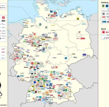 Ekonomiczna mapa Niemiec, widać tutaj wyraźnie jak Niemcy poradzili sobie w realnym socjalizmie (byłe NRD)