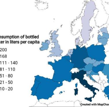 Spożycie wody butelkowanej na osobę w Europie w 2019 r.