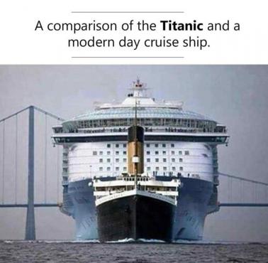 Porównanie rozmiarów Titanica do współczesnych wycieczkowców