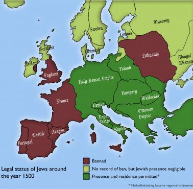 Status Żydów w 1500 roku w Europie. Legalność judaizmu