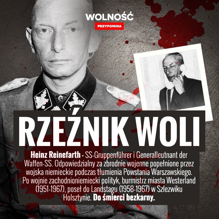 Kat ludności Warszawy, SS-Gruppenführer Heinz Reinefarth, 1951–1967 burmistrz Westerland, 1958–1967 poseł do Landtagu Szlezwiku