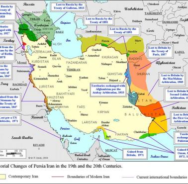 Zmiany terytorialne Persji (obecnie Iran) w XIX i XX wieku