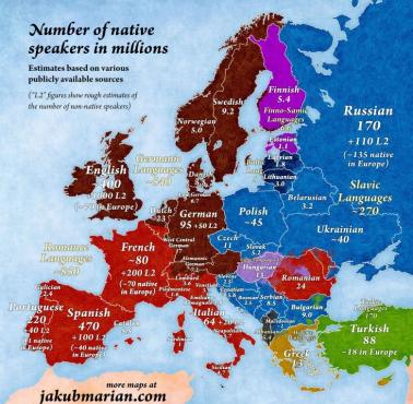 Liczba osób mówiących w danym języku (w ujęciu globalnym)