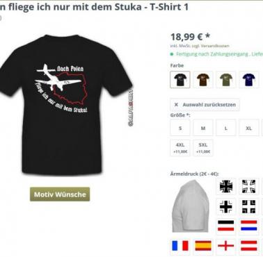 Przerażająca niemiecka koszulka "Do Polski latam Sztukasem"