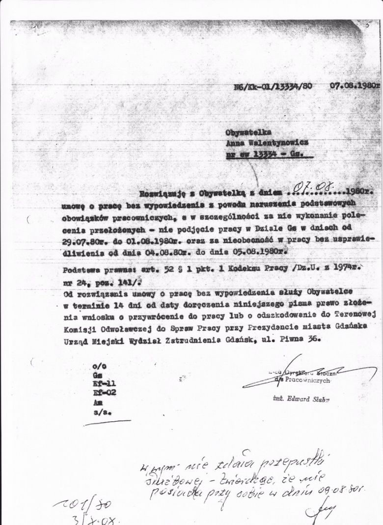 „Byłam kroplą, która przepełniła kielich goryczy - słowa Anny Walentynowicz z 1981 r. w rocznicę zwolnienia ze stoczni