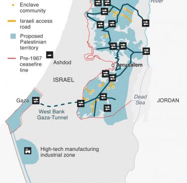 Mapa Palestyny zaproponowana przez Jareda Kushnera (administracja Trumpa)