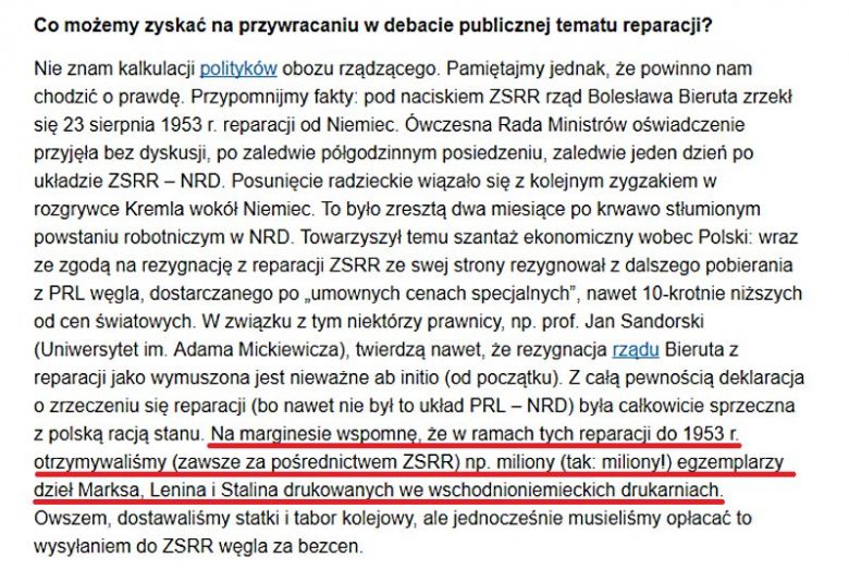 Prof. Stanisław Żerko o kwestii reparacji wojennych ze strony Niemiec