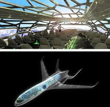 Projekt futurystycznego przeszklonego Airbusa 2050