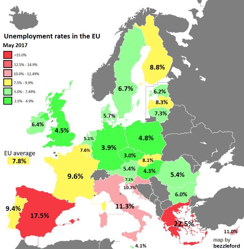 Bezrobocie w Europie - maj 2017