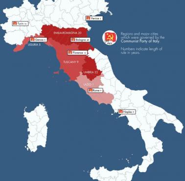 Włoskie regiony i miasta pod rządami komunistycznymi