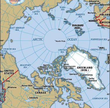 Arktyka, widok na mapę Ziemi z góry