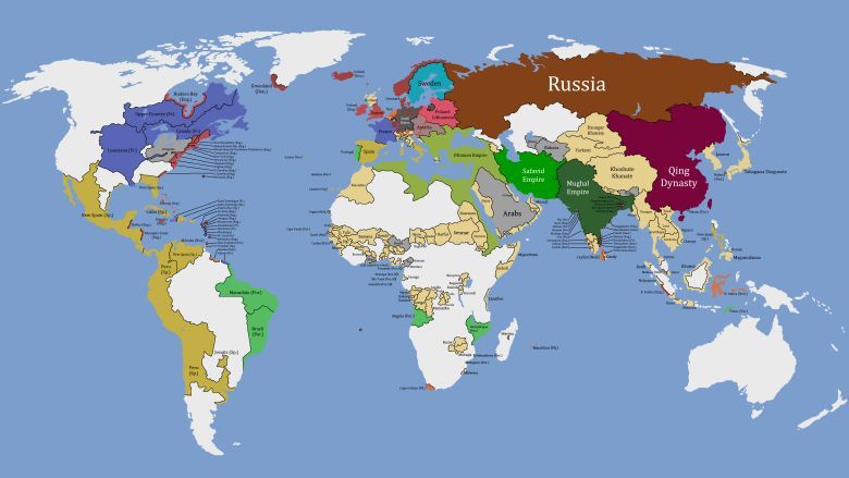 Mapa świata w 1700 roku