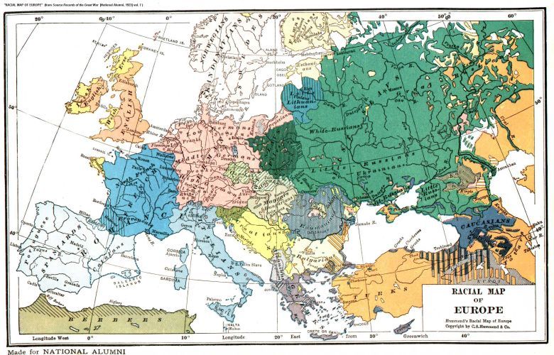Etniczna mapa Europy z 1923 roku