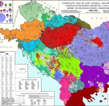 Mapa etniczna Europy Środkowej i Bałkanów Północnych, 1989-1992