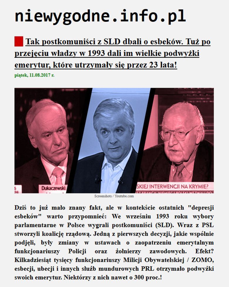Podwyżki emerytur dla SB w 1993