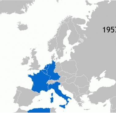 Powiększanie się Wspólnoty Europejskiej (1957-1993), od 1993 Unia Europejska (animacja)