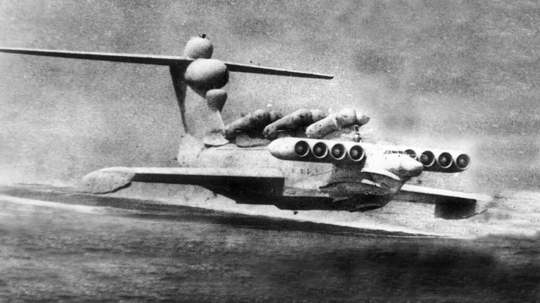Sowiecki ekranoplan MD-160 klasy Lun (w nazewnictwie NATO - Duck), 1987