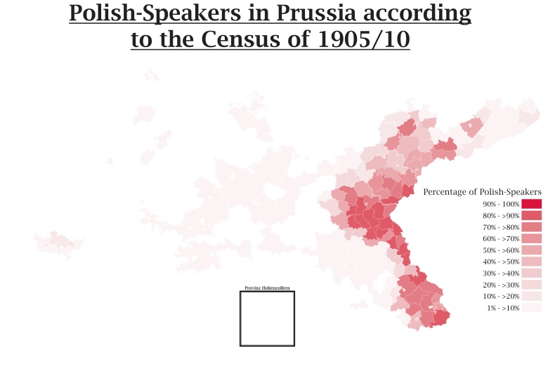 Polskojęzyczni mieszkańcy Prus według danych spisowych z 1905 i 1910 r.