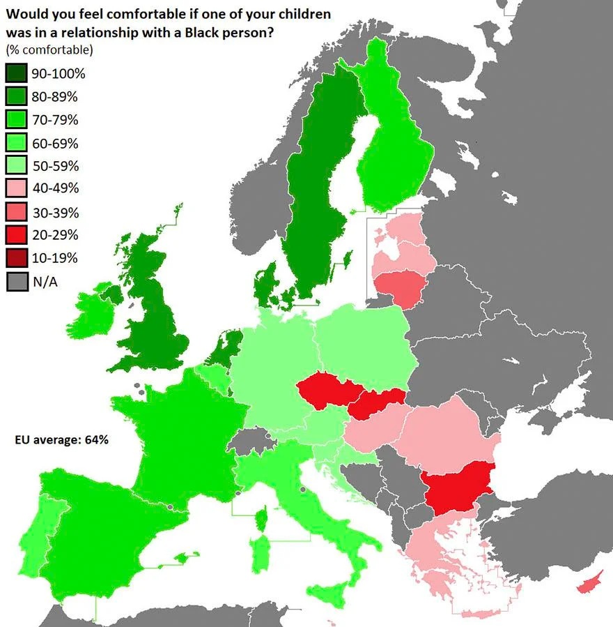 Czy czułbyś się komfortowo, gdyby Twoje dziecko było w związku z czarnoskórym, 2017