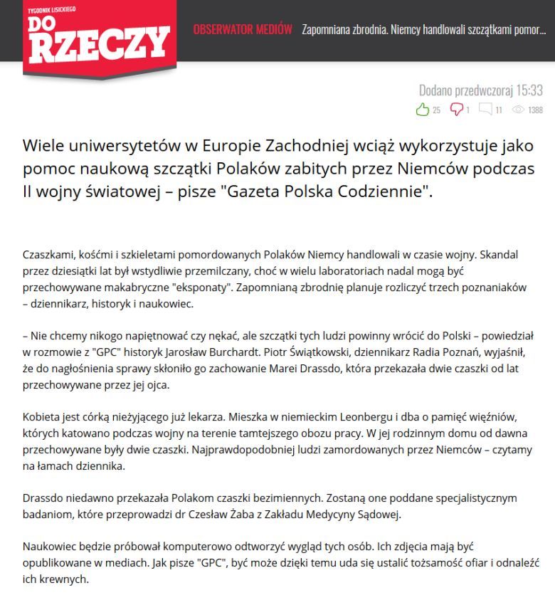 W czasie wojny Niemcy handlowali szczątkami pomordowanych Polaków